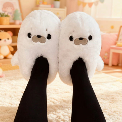 もちもち触感の可愛いもこもこスリッパ / 滑り止め付き防寒ルームシューズ