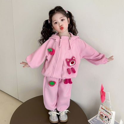 クロミ女の子向けいちご柄おしゃれ子供服2点セット