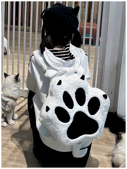 肉球デザインのふわもこ猫グッズリュック｜大容量で可愛い通学バッグ
