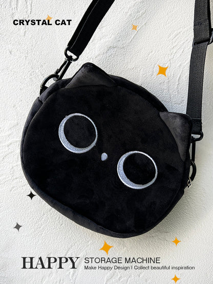 黒ねこ猫グッズぬいぐるみポシェット｜小物＆イヤホンもすっきり収納