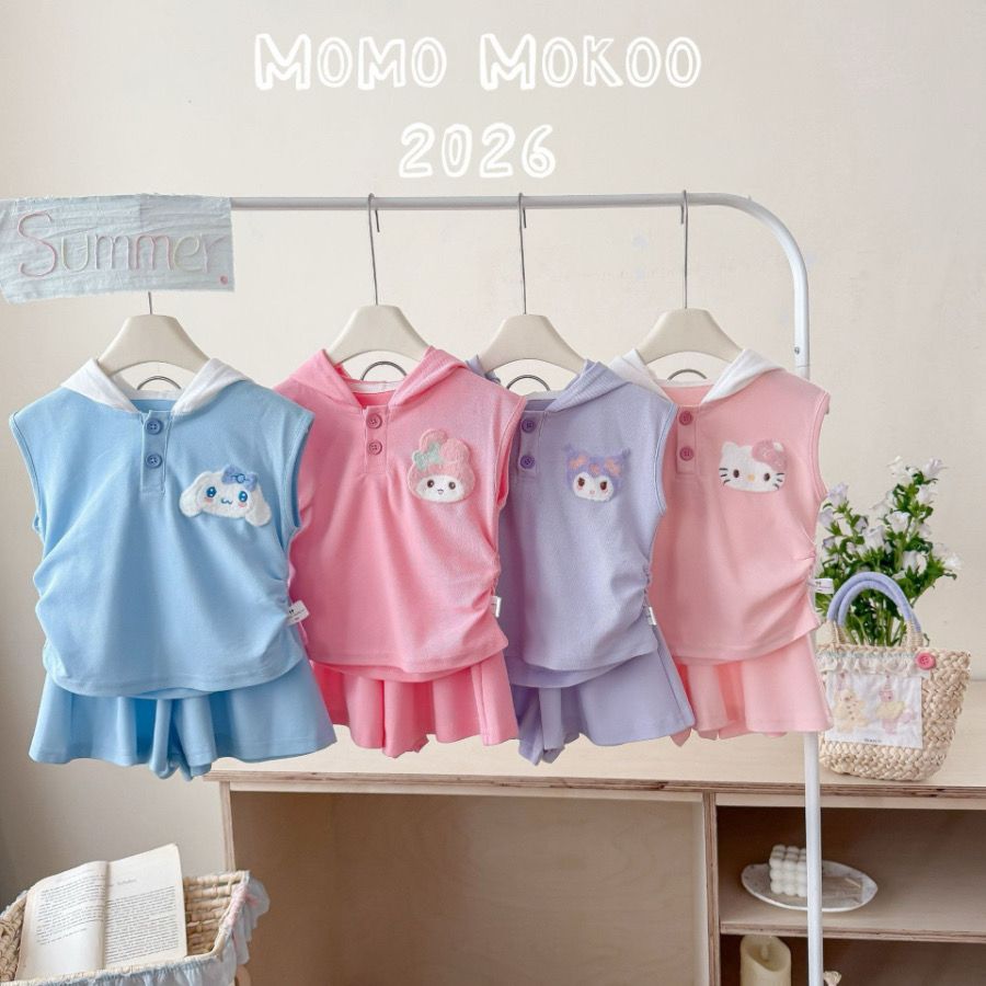 【立体耳】クロミマイメロディシナモロール可愛いキッズ夏用通気性抜群セットアップ