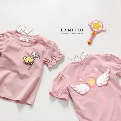 お洒落可愛いキッズTシャツ綿100%半袖トップス