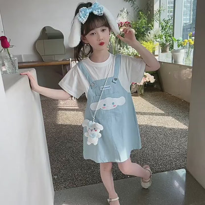 清楚可愛いシナモン風重ね着風ワンピース