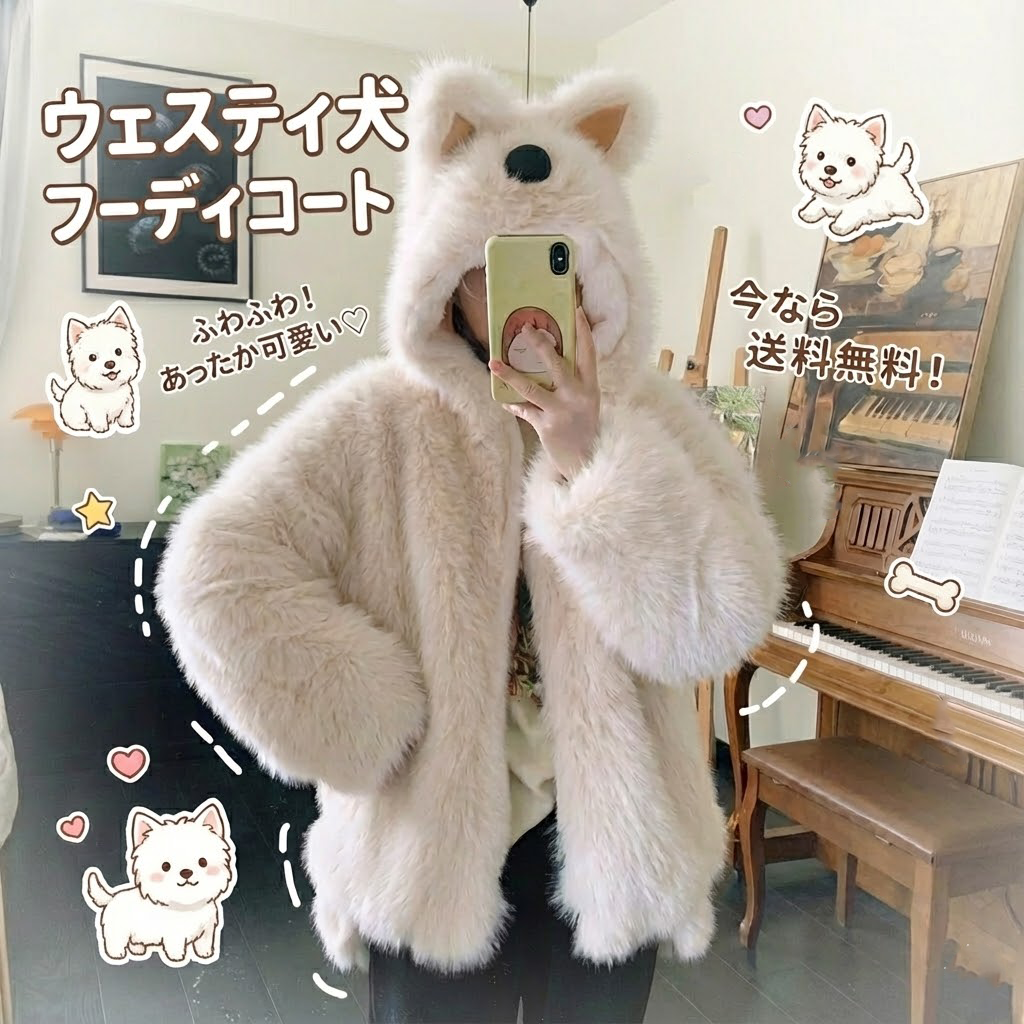 注文殺到中！ウェスティ子犬なりきりふわふわアウター