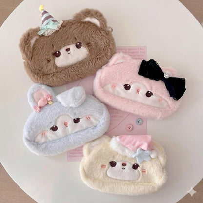 夢心地もこもこアニマルペンケース大容量収納コスメポーチ自分ご褒美ギフト