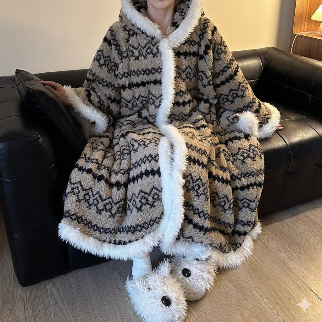 暖かケープフード付きガーリーサンゴフリースローブ秋冬パジャマ自分へのご褒美ギフト